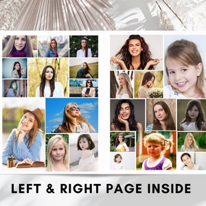 Może przedstawiać: Kolaż zdjęć przedstawiający kobiety i dziewczyny w r&oacute;żnym wieku i pochodzenia etnicznego. Zdjęcia są ułożone w siatkę na białym tle. Tekst "LEFT & RIGHT PAGE INSIDE" jest wydrukowany pod kolażem.