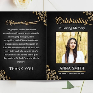 Editable Funeral Program Template, Obituary Template For Women, Bi-Fold Obituary Template, Celebration Of Life Program, Funeral Memorial