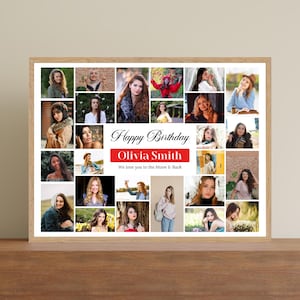 Editable Birthday Photo Collage Template, 26 Photos Collage Template, Photo Gift Collage Template, Printable Birthday Gift Collage