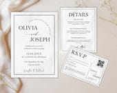Minimalist Wedding Invitation Template: Modern Invite Suite (Digital Download)