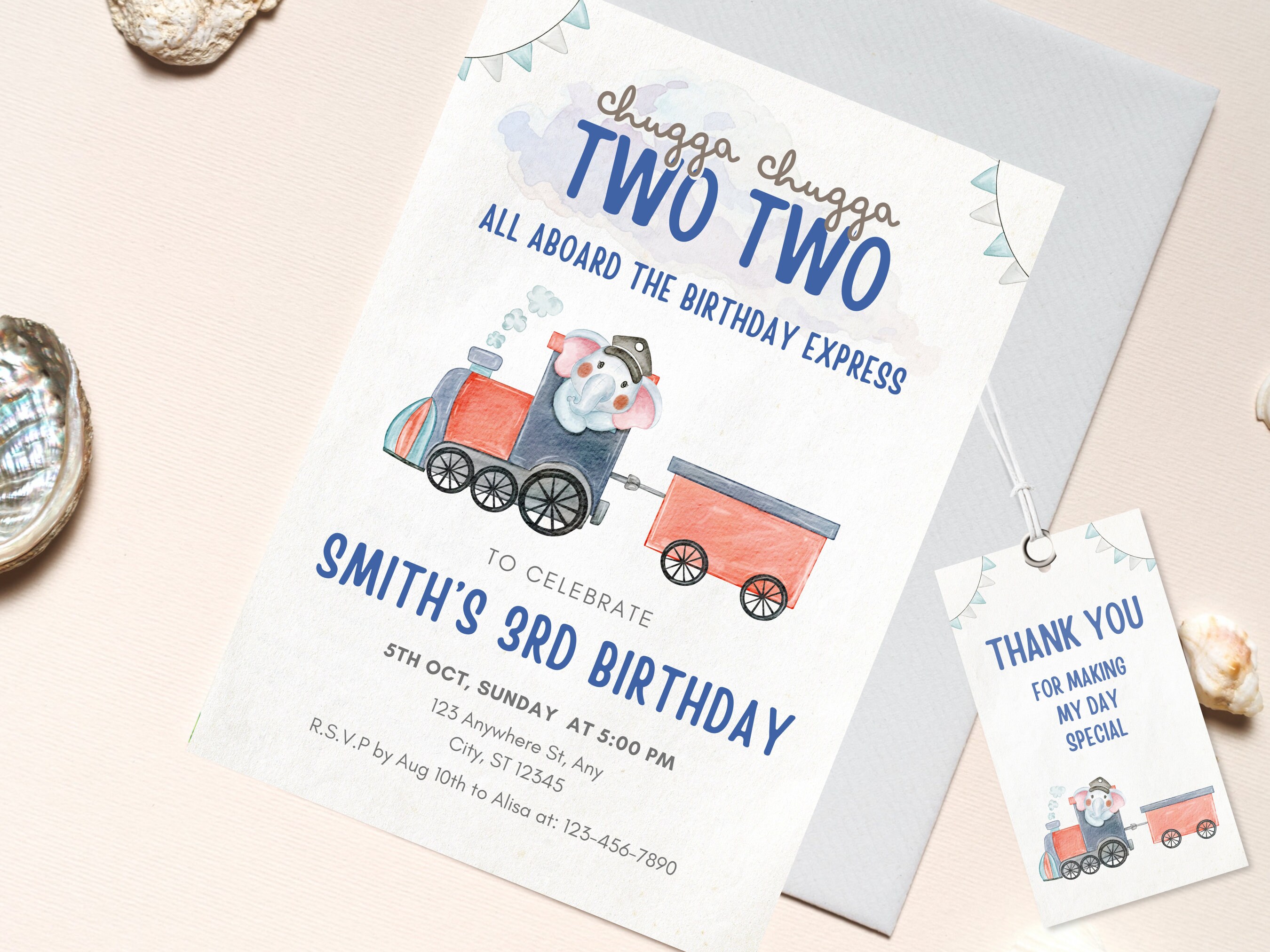 Two Train Invitation Editable Train Birthday Invitation Template, Train Second Birthday ...