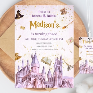 Bewerkbare Wizard verjaardagsuitnodiging, magische verjaardagsfeestje uitnodigt, Magic School tovenarij verjaardagsfeestje Instant Download