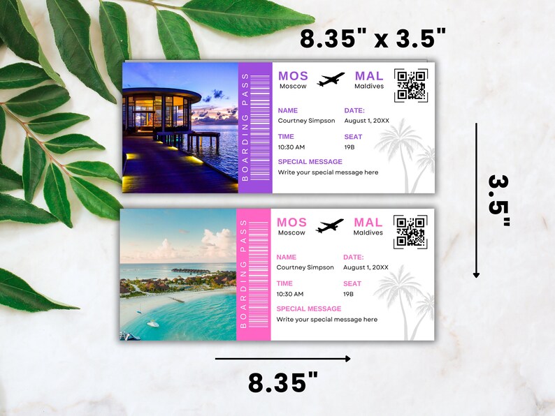 Editable Boarding Pass Template, Surprise Trip Ticket (canva) - Etsy