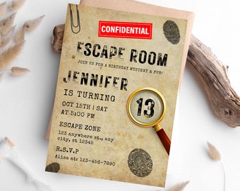 Escape Room Birthday Invitation Template, Editable Escape Room Party Invite, Escape Room Party For Girls And Boys, Mystery Birthday Party
