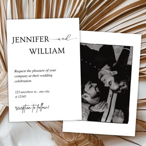 Minimalist Wedding Invitation Template, Wedding Invitation With Photo, Boho Wedding Invite, Photo Wedding Invitation, Minimal Wedding Invite