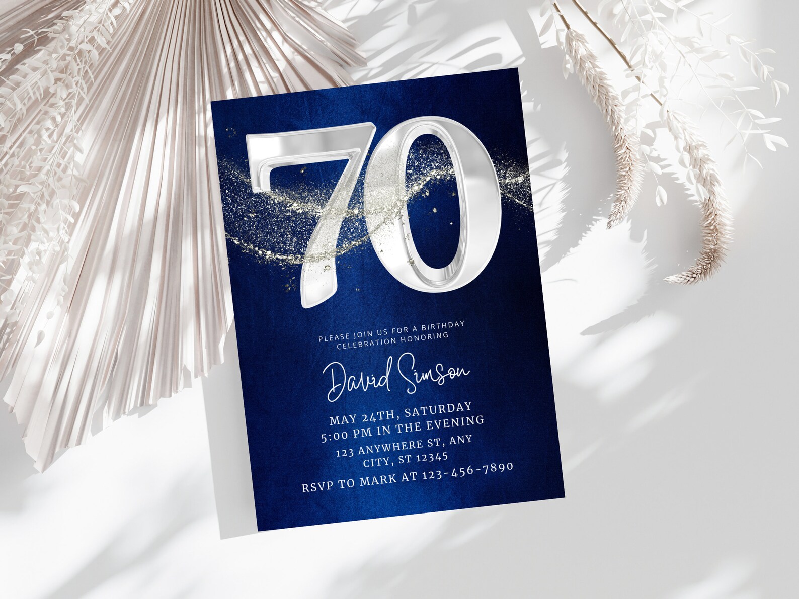 70th Birthday Invitation Template, 70th Birthday Invitation Template