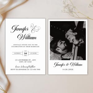 Minimalist Wedding Invitation Template, Wedding Invitation With Photo, Boho Wedding Invite, Photo Wedding Invitation, Minimal Wedding Invite