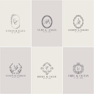 Custom Wedding Monogram Logo Design | Vintage Crest Logo | Luxury ...