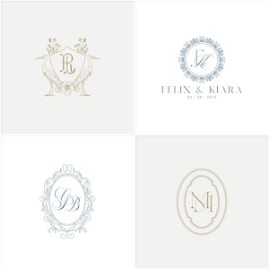 Custom Wedding Monogram Logo Design | Vintage Crest Logo | Luxury ...