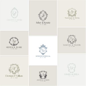Custom Wedding Monogram Logo Design | Floral Crest Emblem