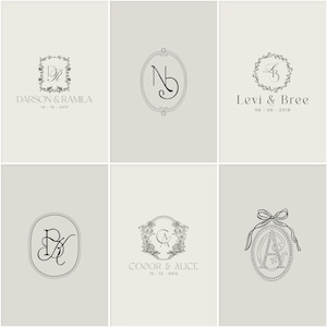 Custom Wedding Monogram Logo Design | Vintage Crest Logo | Luxury ...