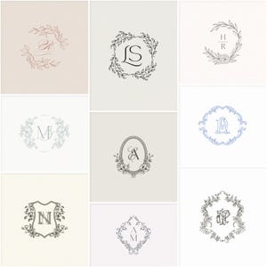 Custom Wedding Monogram Logo Design | Vintage Crest Logo | Luxury ...