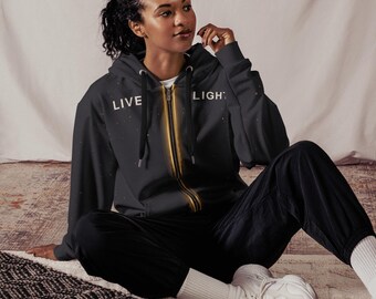 LIVE LIGHT Celestial Zip Hoodie, Unisex Recycled Fleece