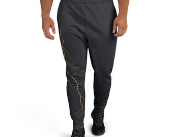 Mended Light Kintsugi-Inspired Recycled Joggers, Gold Repair Print
