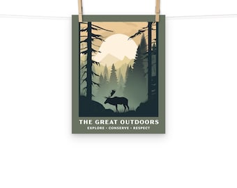 Great Outdoors Art Print | National Park Style Poster
