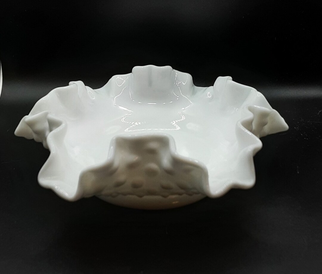 Vintage Fenton Milk Glass Hobnail Candy Dish Etsy