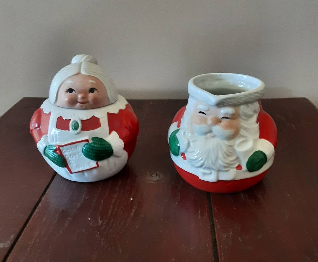 Vintage Avon 1983 Santa and Mrs Claus Creamer and Sugar Set Etsy