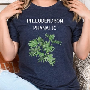 Funny Houseplant Tee - Bella Canvas 3001 in Heather Navy