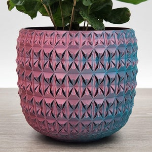 Colorful Wide Planter | Large 3D Printed Planter With Drainage Tray | Cool Multi Color Plant Pot | Unique Garden Gift for the Home