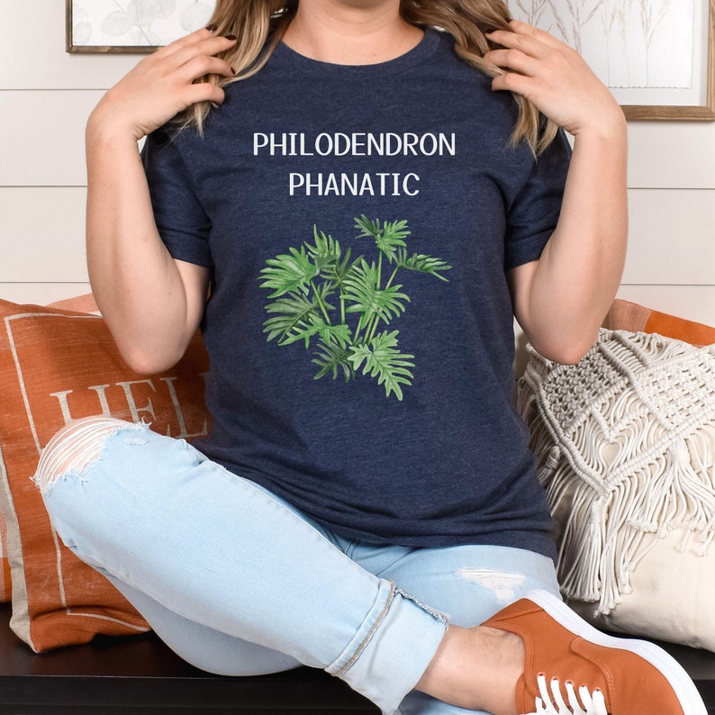Funny Houseplant Tee - Bella Canvas 3001 in Heather Navy