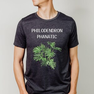 Gift for Philodendron Lover - Bella Canvas 3001 in Dark Grey Heather