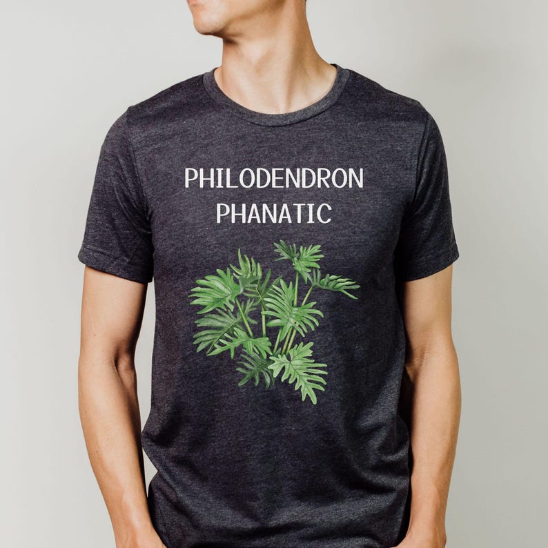 Gift for Philodendron Lover - Bella Canvas 3001 in Dark Grey Heather