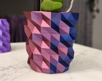 Two-Tone Spiral Poly Planter | Modern Geometric Indoor Decor | Unique and Colorful Pot That's Perfect for Orchids and Tall Plants