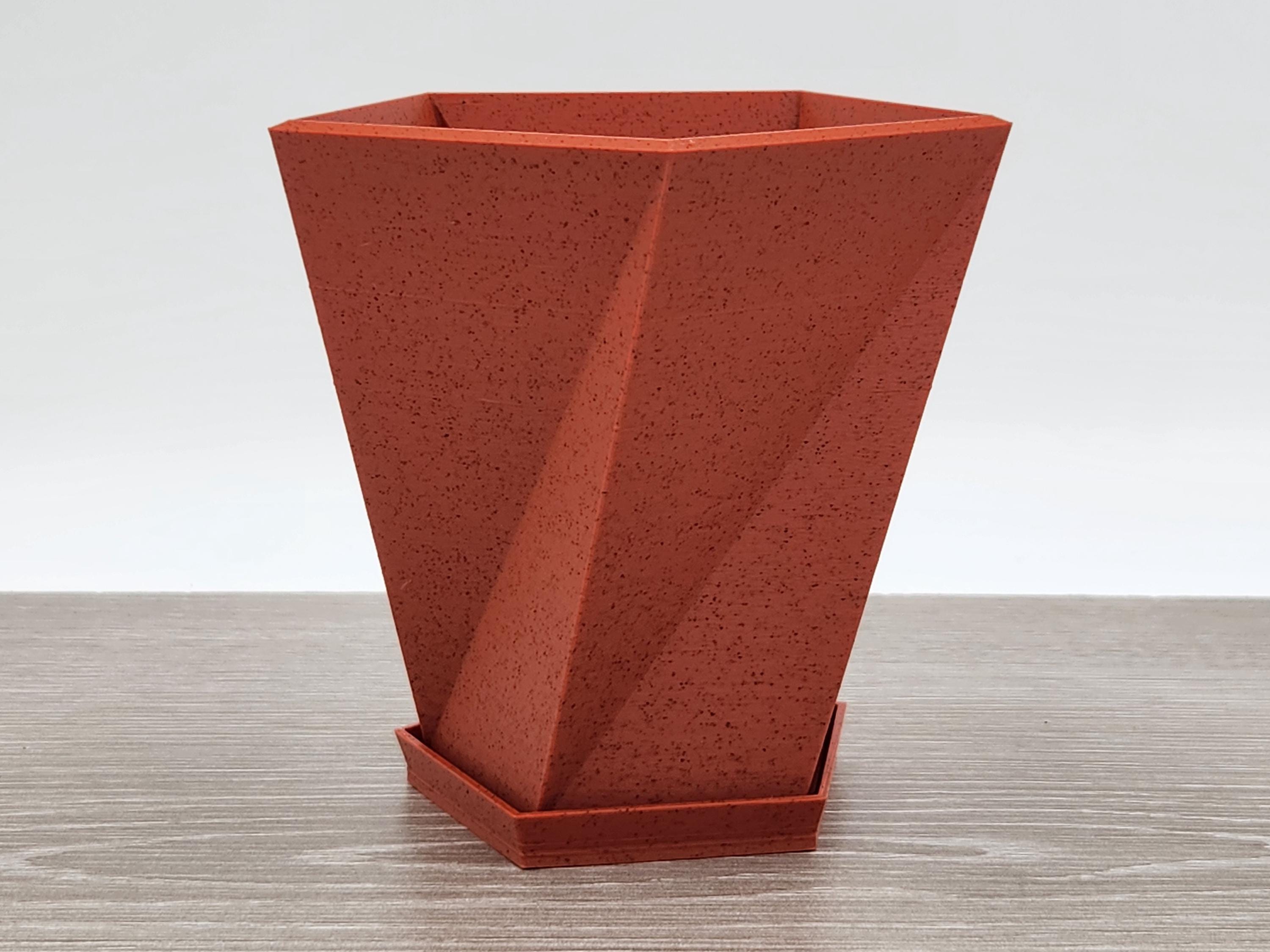 Pentagonal Pot Red Marble-look Stardust Planter, Geometric Pentagonal 3D Printed Plant ...