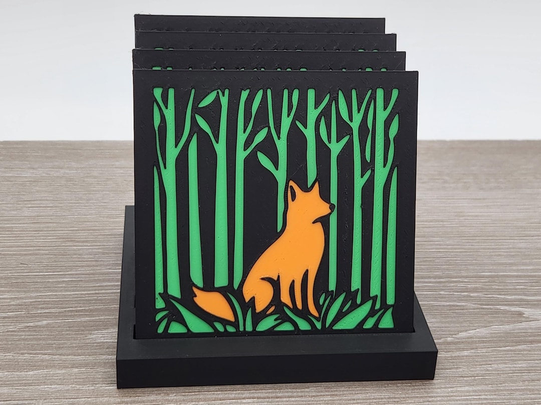 3D Printed Fox Coaster | Woodland Forest Decor | Rustic Wildlife Drink ...