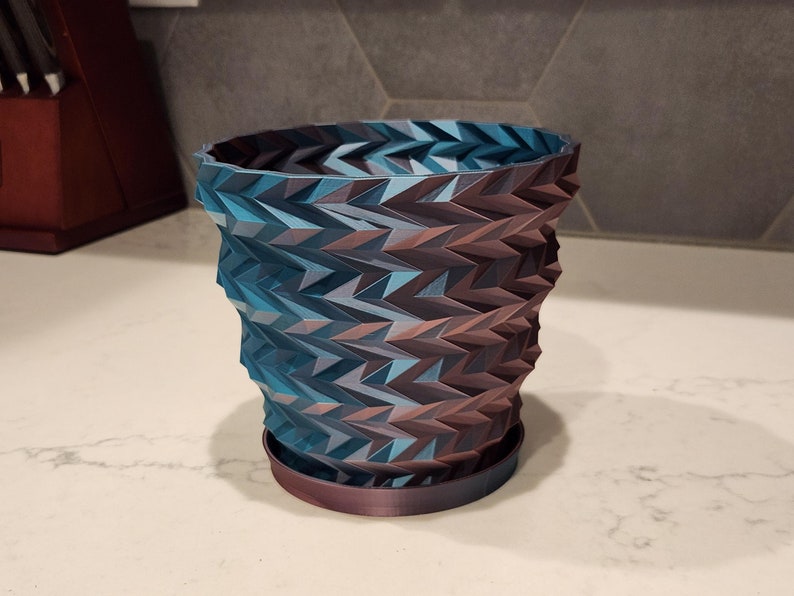 Sweater Vest Planter in Teal and Coral