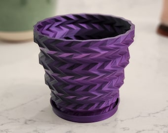 Retro Planter | Funky 3D Printed Rainbow Plant Pot | Quirky Garden Gift for Home | Unique Desk Accessory for Office | Tabletop Decoration