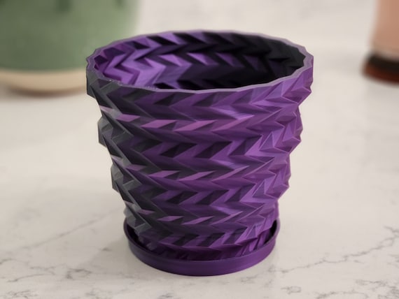 Retro Planter | Funky 3D Printed Rainbow Plant Pot | Quirky Garden Gift for Home | Unique Desk Accessory for Office | Tabletop Decoration