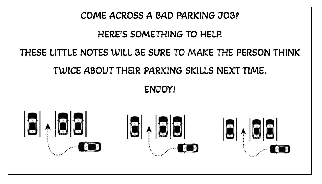 Funny Parking Notes Perfect for Those Bad Parking Jobs, Set of Nine Unique Notes Funny Gift ...