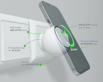 MAGnetisches kabelloses Ladegerät - Ladestation, Dockingstation für iPhone, Apple & Android, Geschenk für Ihn, Sie und Freundin