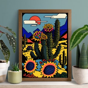 Kaktus Poster Pop Art Bruder Geschenk für Bruder Kunstdruck Lebendiges Bild