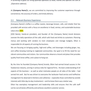 Café Lease Business Proposal Template - Etsy