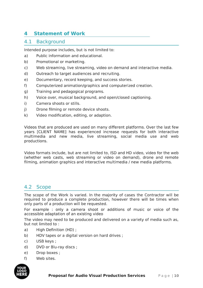 Audio Visual Production Services Proposal Template - Etsy