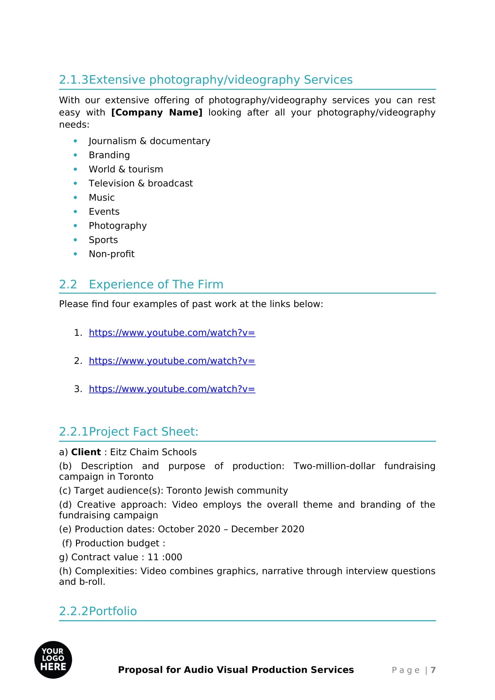 Audio Visual Production Services Proposal Template - Etsy