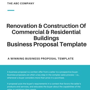 Business Proposal Template voor renovatie en bouw van commerciële en residentiële gebouwen