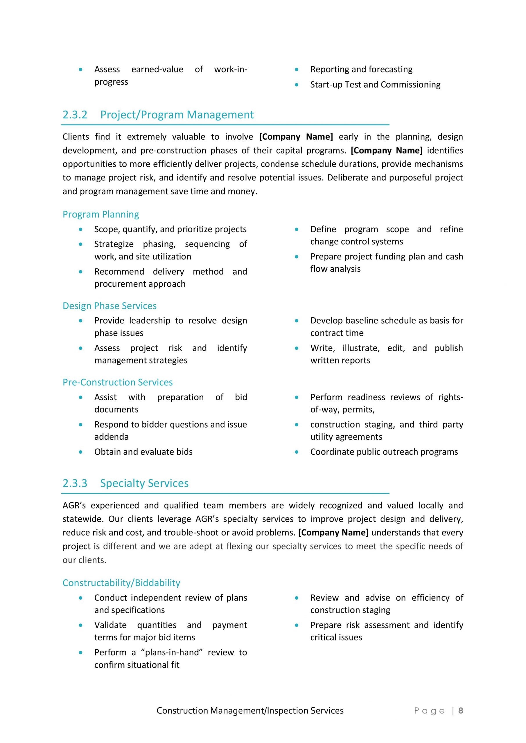 Construction Management and Inspection Services Proposal Template - Etsy