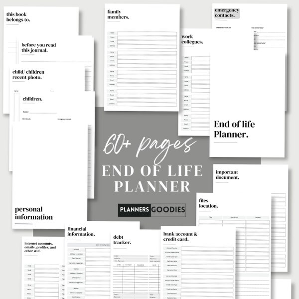 End of Life Planner Printable | Peace of mind planner | Estate Planning| Death Planner | Organizing Documents | Last Wishes Planner