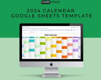 Calendrier Google Sheets 2024 | Calendrier mensuel Planificateur de productivité | Planificateur de tâches Modèle Google Sheets Planificateur annuel Modèle de liste de tâches