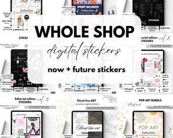 Whole Shop Digital Stickers for Goodnotes Pre-cropped Stickers Stickers PNG for Samsung Notes Digital Stickers Entire Shop Bundle Sticker