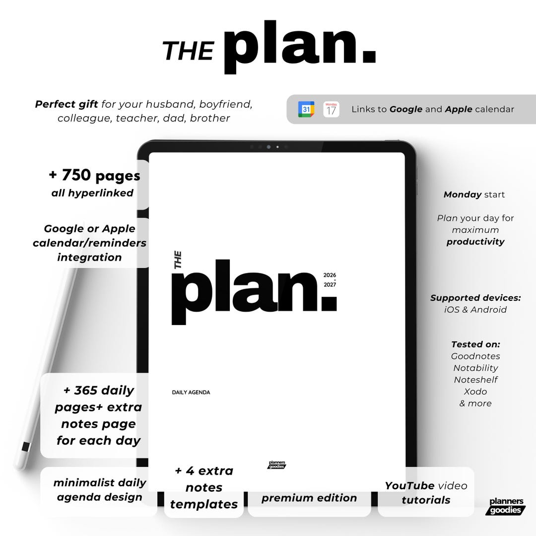 2026 Daily Digital Planner for Goodnotes Hyperlinked Agenda With ...