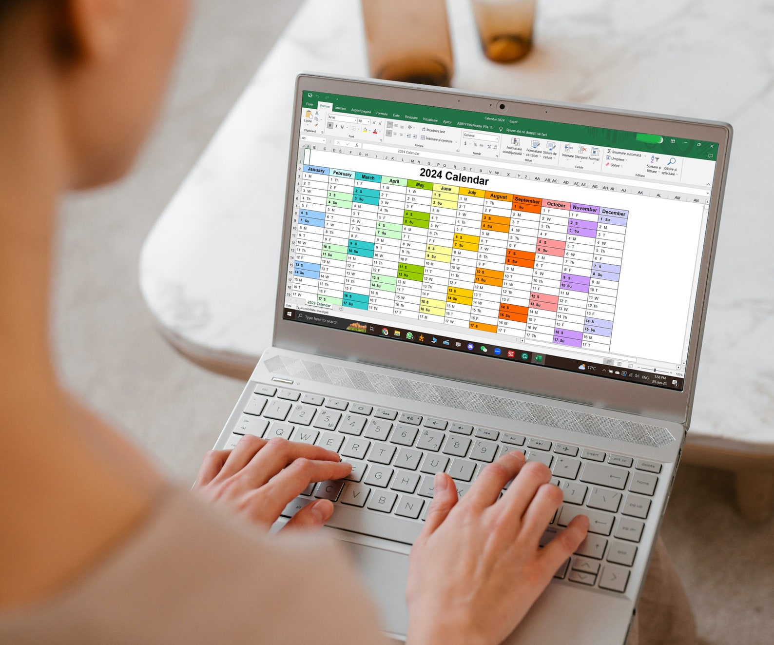 2024 Calendar Planner Excel Template Horizontal Calendar 2024 Daily ...