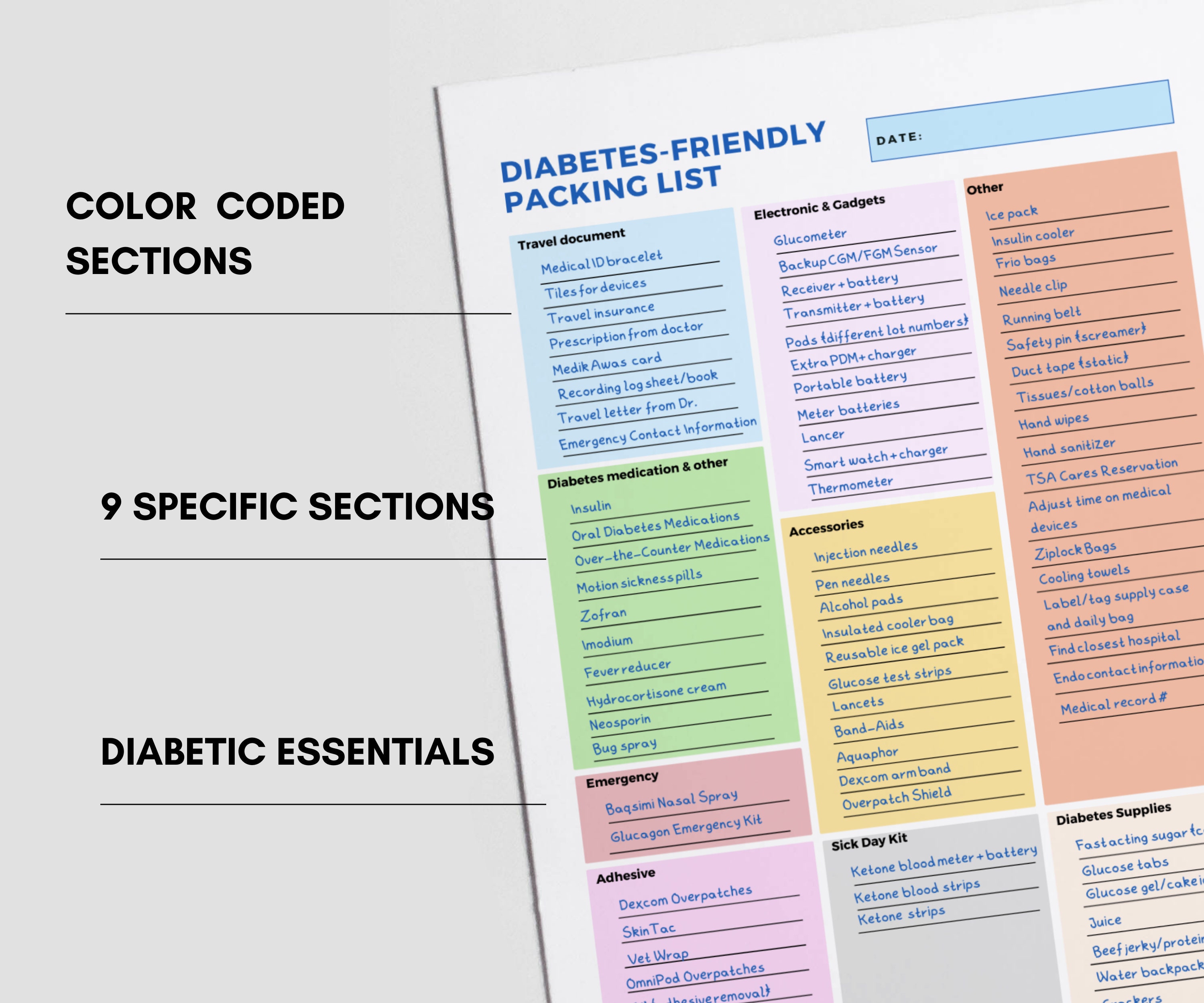 Diabetic Packing List Printable Diabetes Travel List Etsy