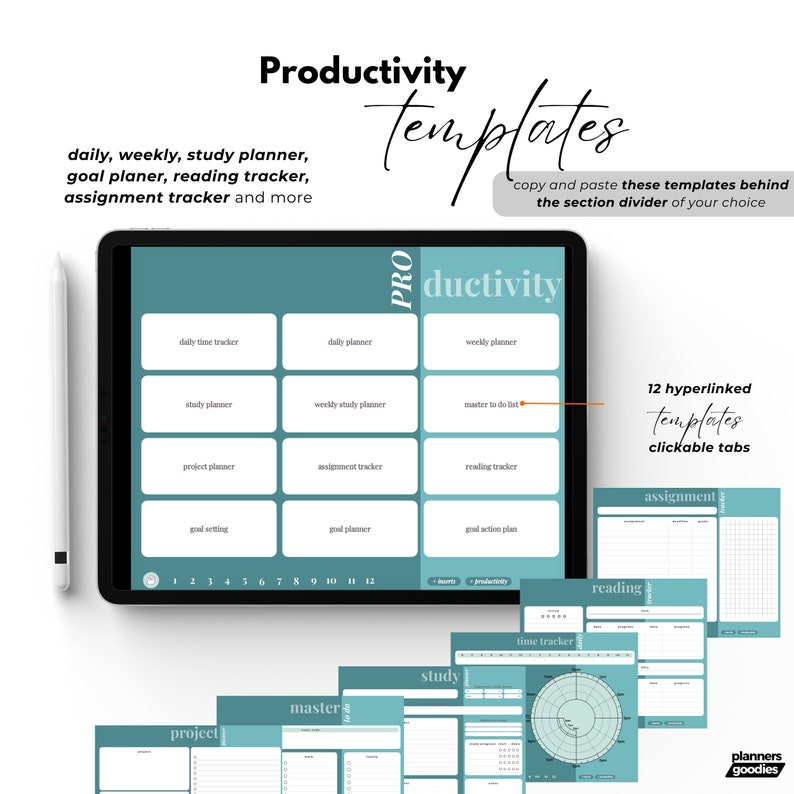 Digital Notebook Landscape All in One 12 Tab Green for Goodnotes ...