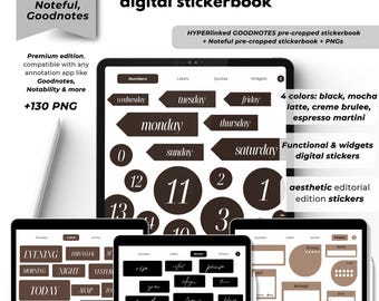 Functional Planner Stickers Widgets Digital for Goodnotes Stickerbook Icon Stickers for Noteful Planner for iPad Productivity Widget Neutral