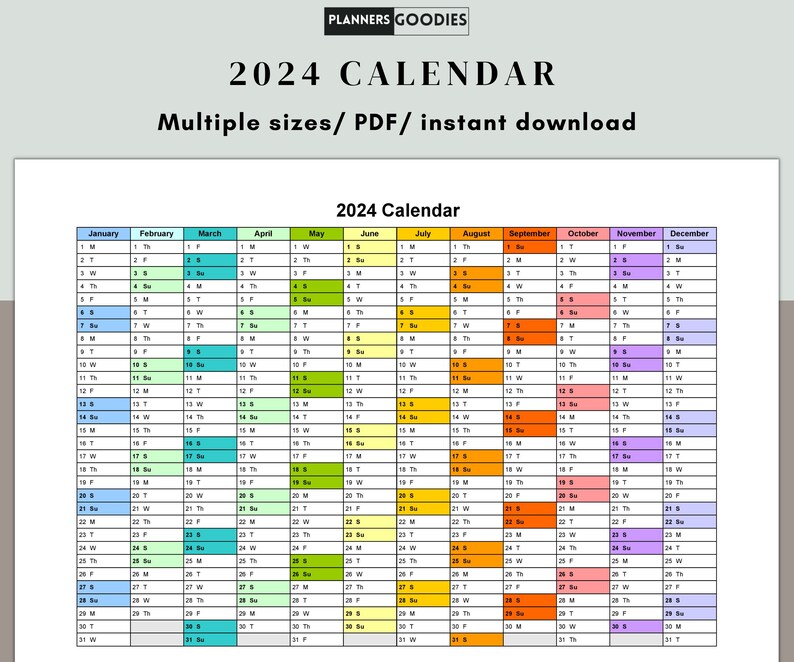 2024 Yearly Calendar Printable Teacher Calendar Monthly Planner 2024