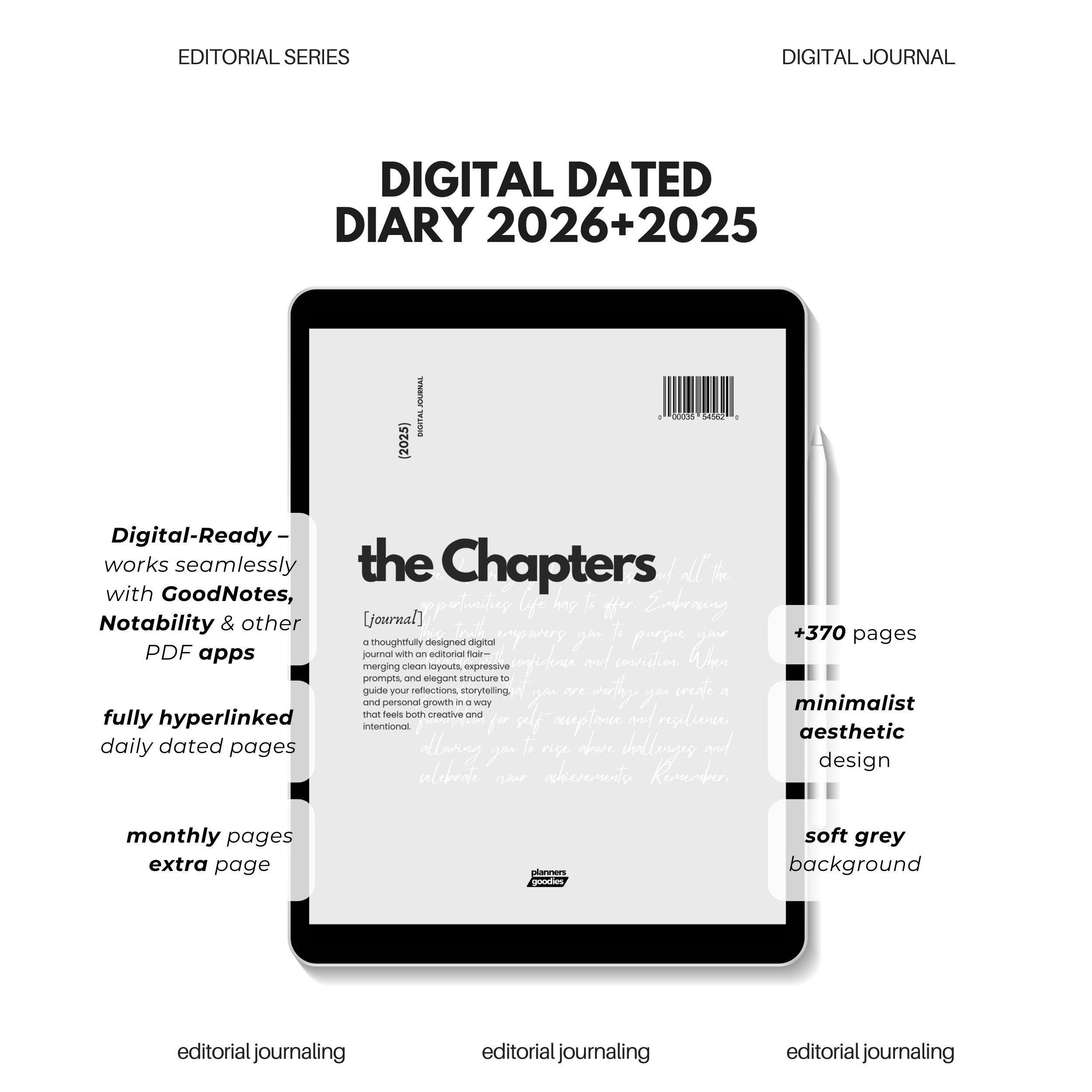 Virtual Journal Daily Digital Diary Dated 2026+2025 for Goodnotes and Notability ...